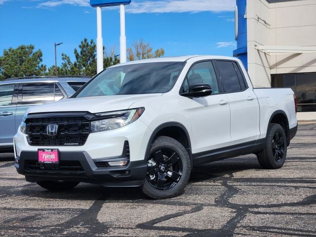 2026 Honda Ridgeline Black Edition in Platinum White Pearl — front three-quarter view